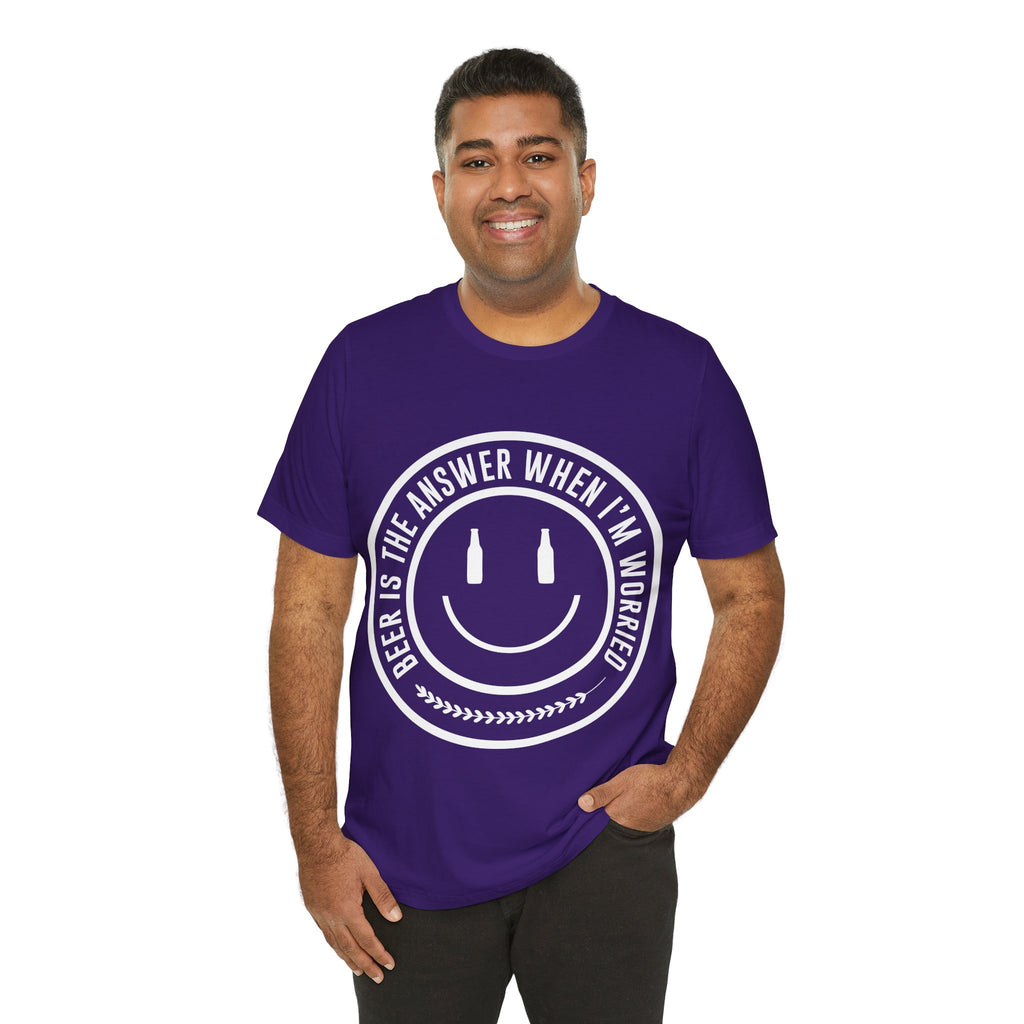 Beer Is The Answer T-Shirt — Funny Smiley Beer Graphic Tee