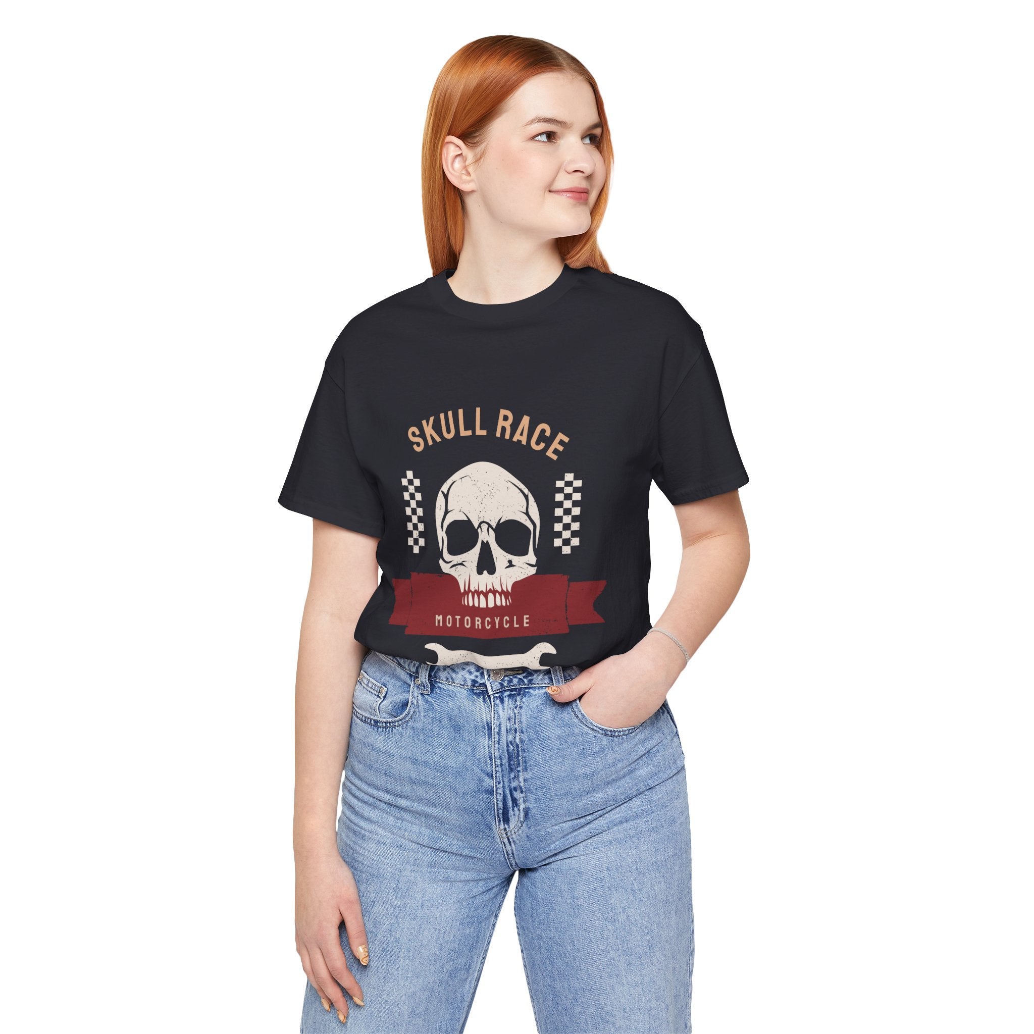 Skull Race Motorcycle Tee — Ride Fast Experience Graphic Shirt