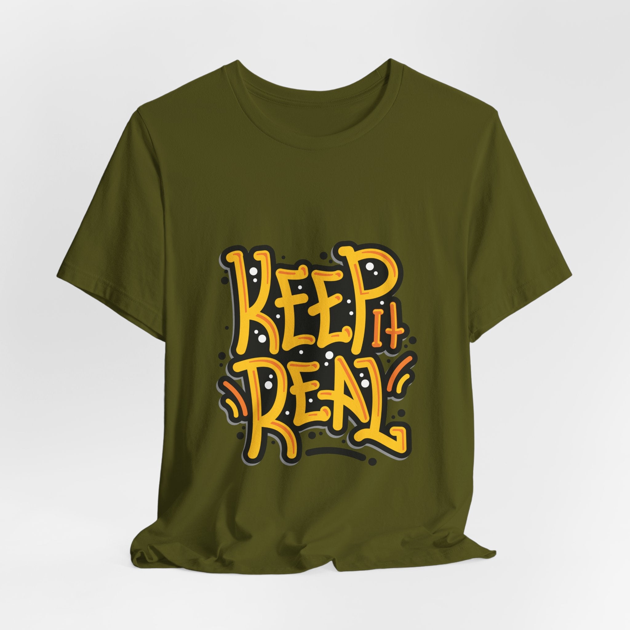 Keep It Real T-Shirt — Retro Yellow Hand-Lettered Graphic Tee