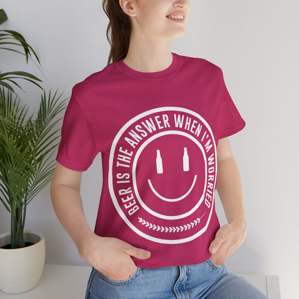 Beer Is The Answer T-Shirt — Funny Smiley Beer Graphic Tee