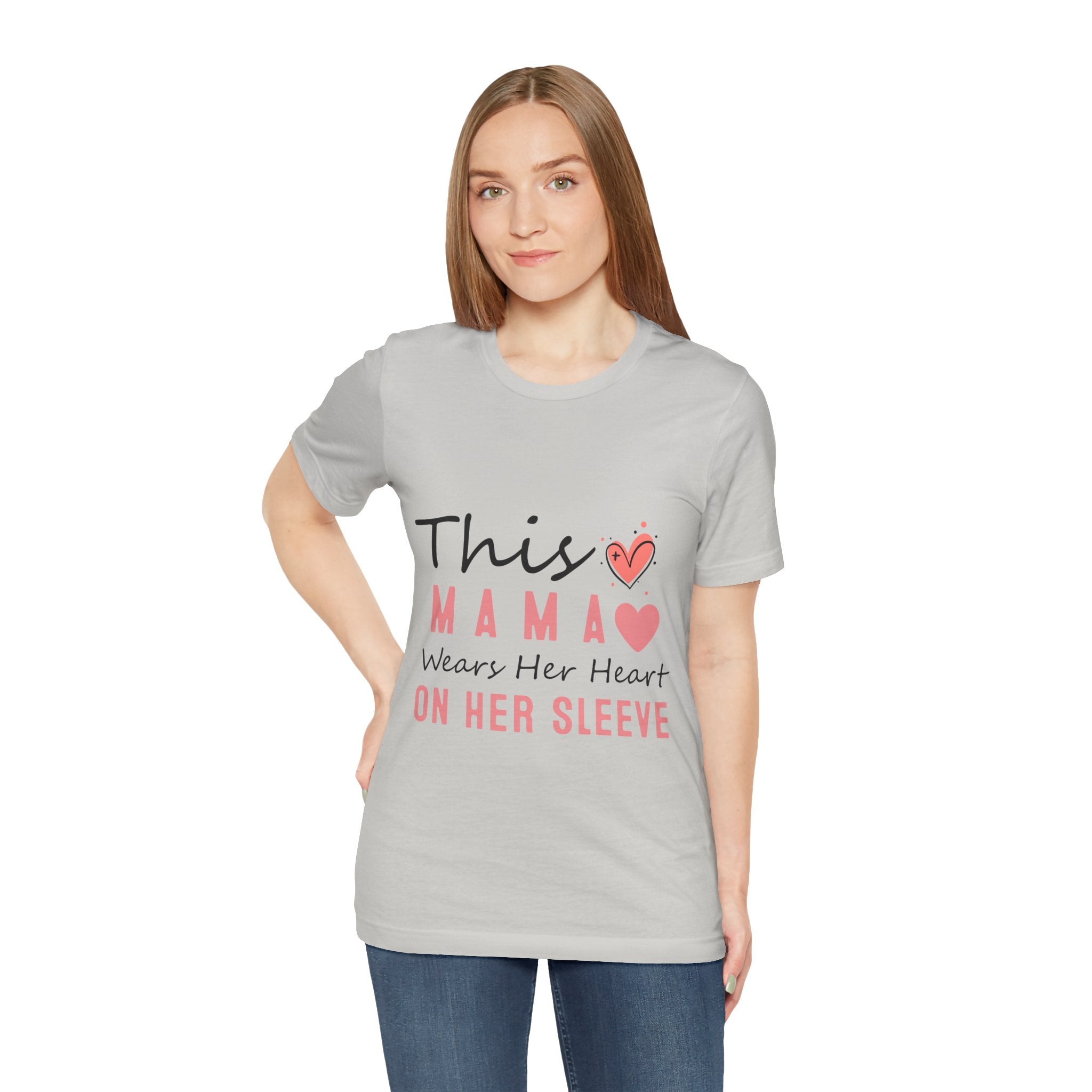 This Mama Wears Her Heart On Her Sleeve T-Shirt – Mother's Day Heart Tee