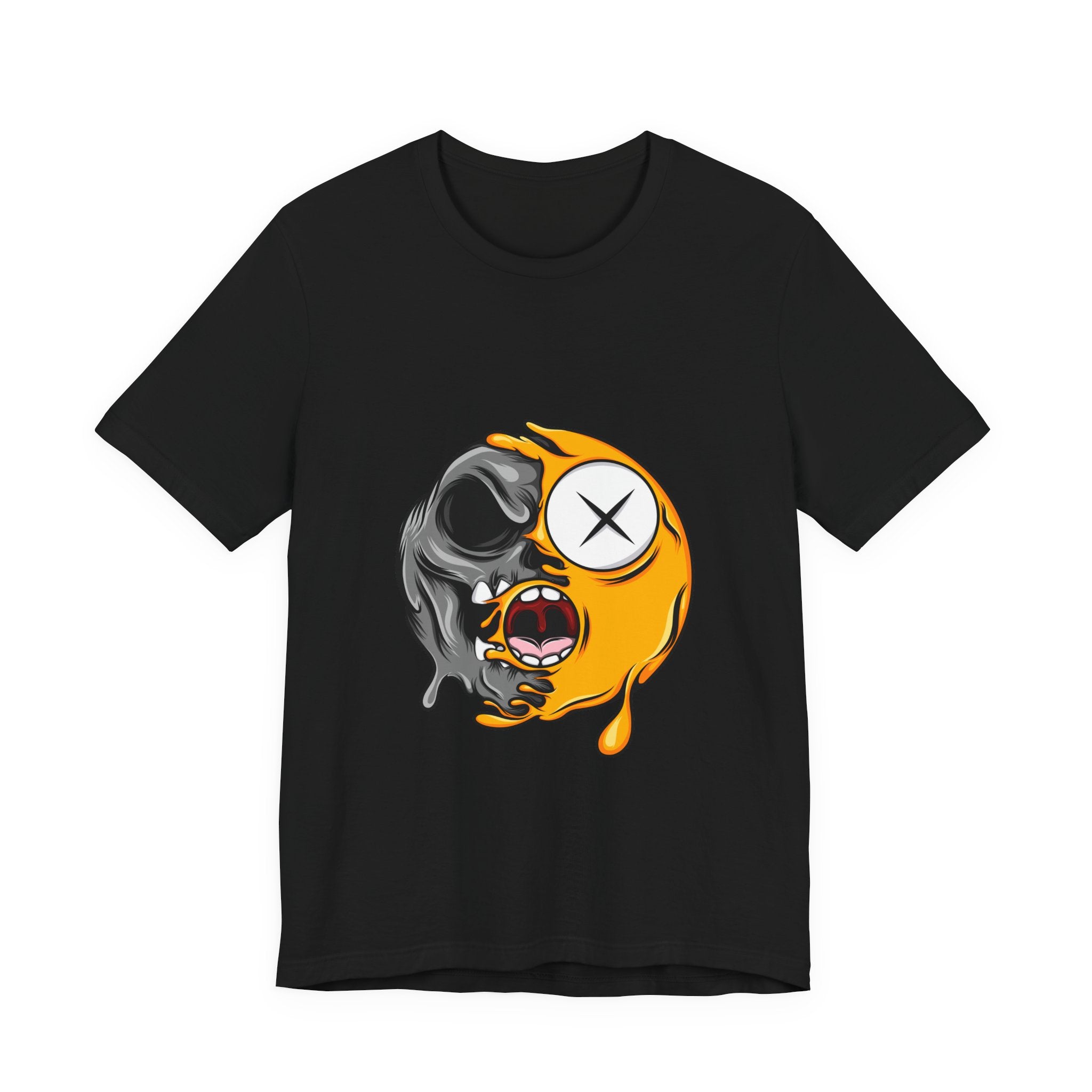 Melting Emoji Skull Tee — Grunge Drip Graphic T-Shirt