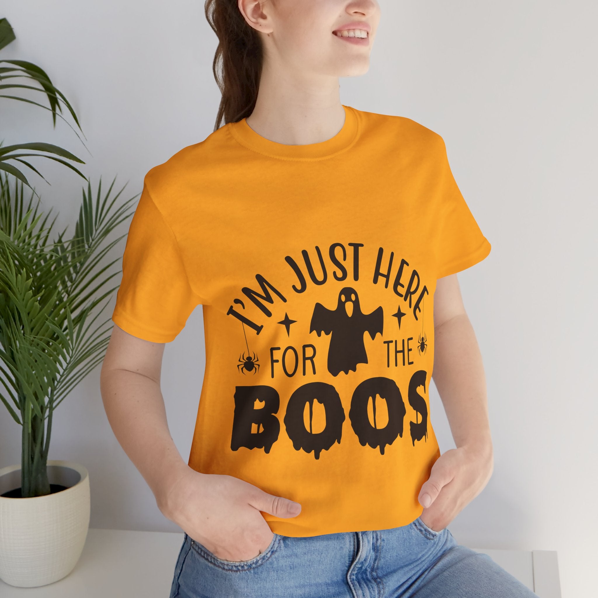 Halloween Tee - "I'm Just Here For The Boos" Ghost Shirt