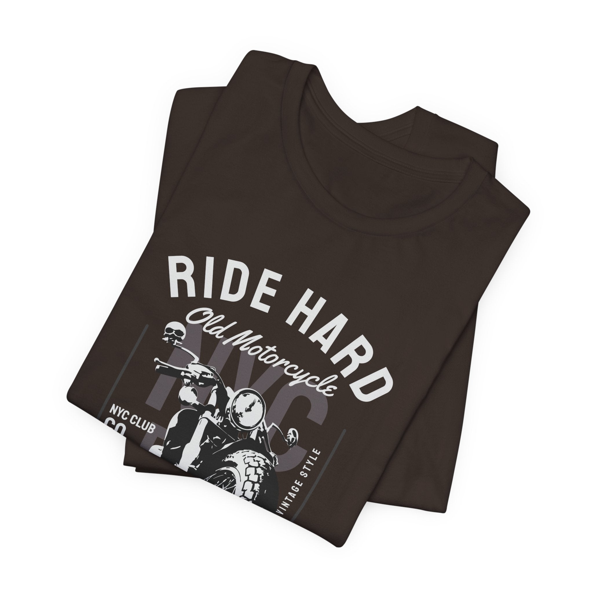 Motorcycle Tee — "Ride Hard / King of the Road" Vintage Bike T-Shirt