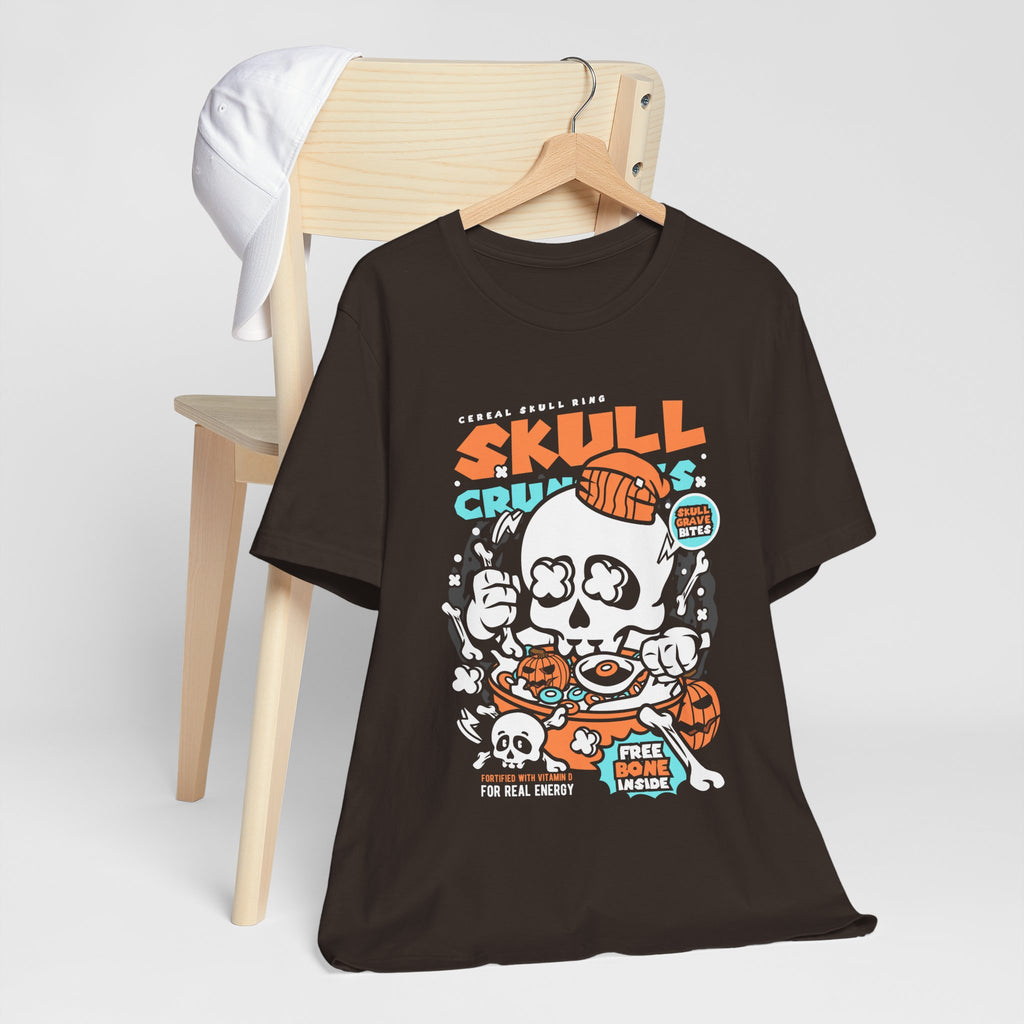 Skull Crunch Cereal Graphic Tee — Halloween Skull Breakfast T-Shirt