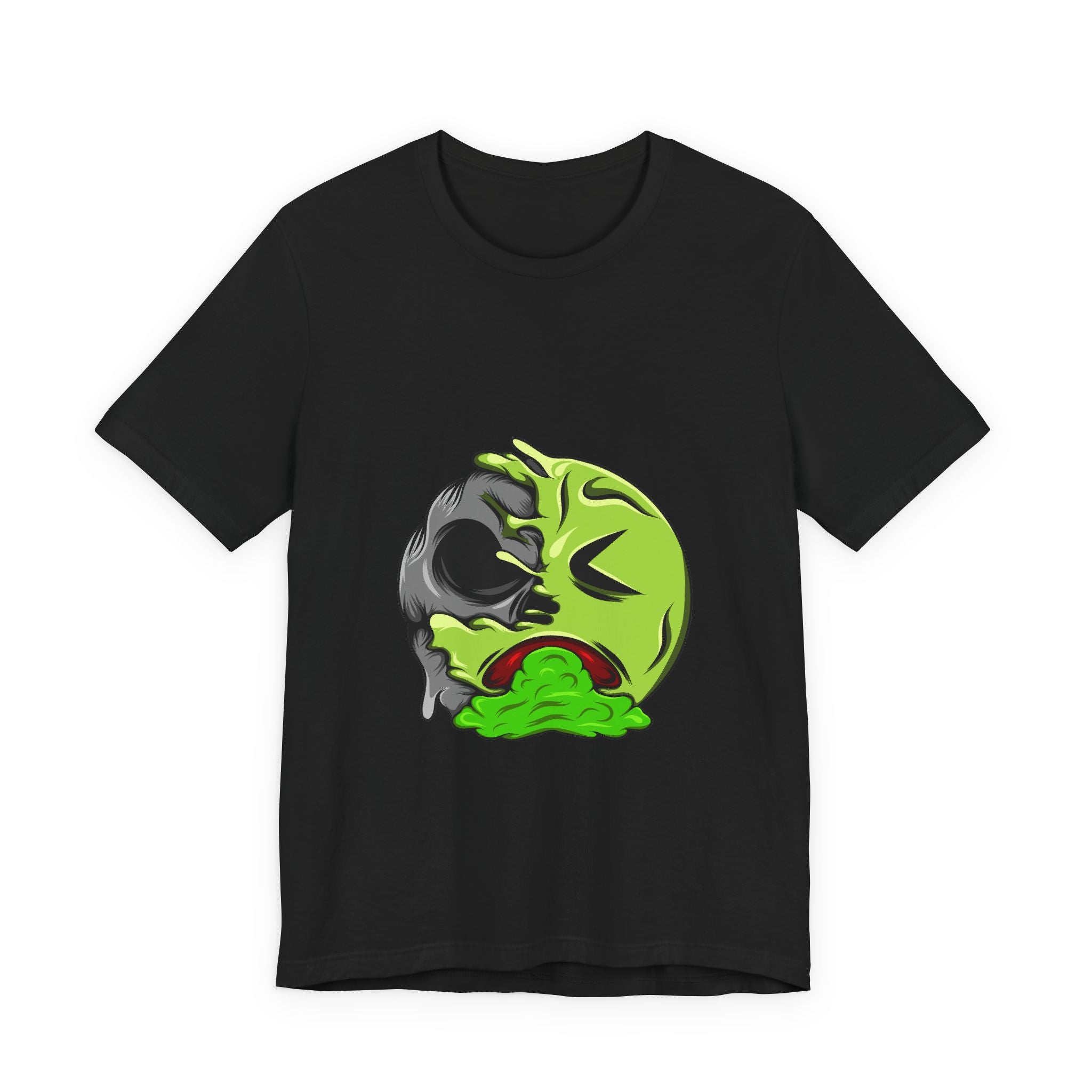 Sick Emoji T-Shirt – Green Vomit Face Graphic Tee