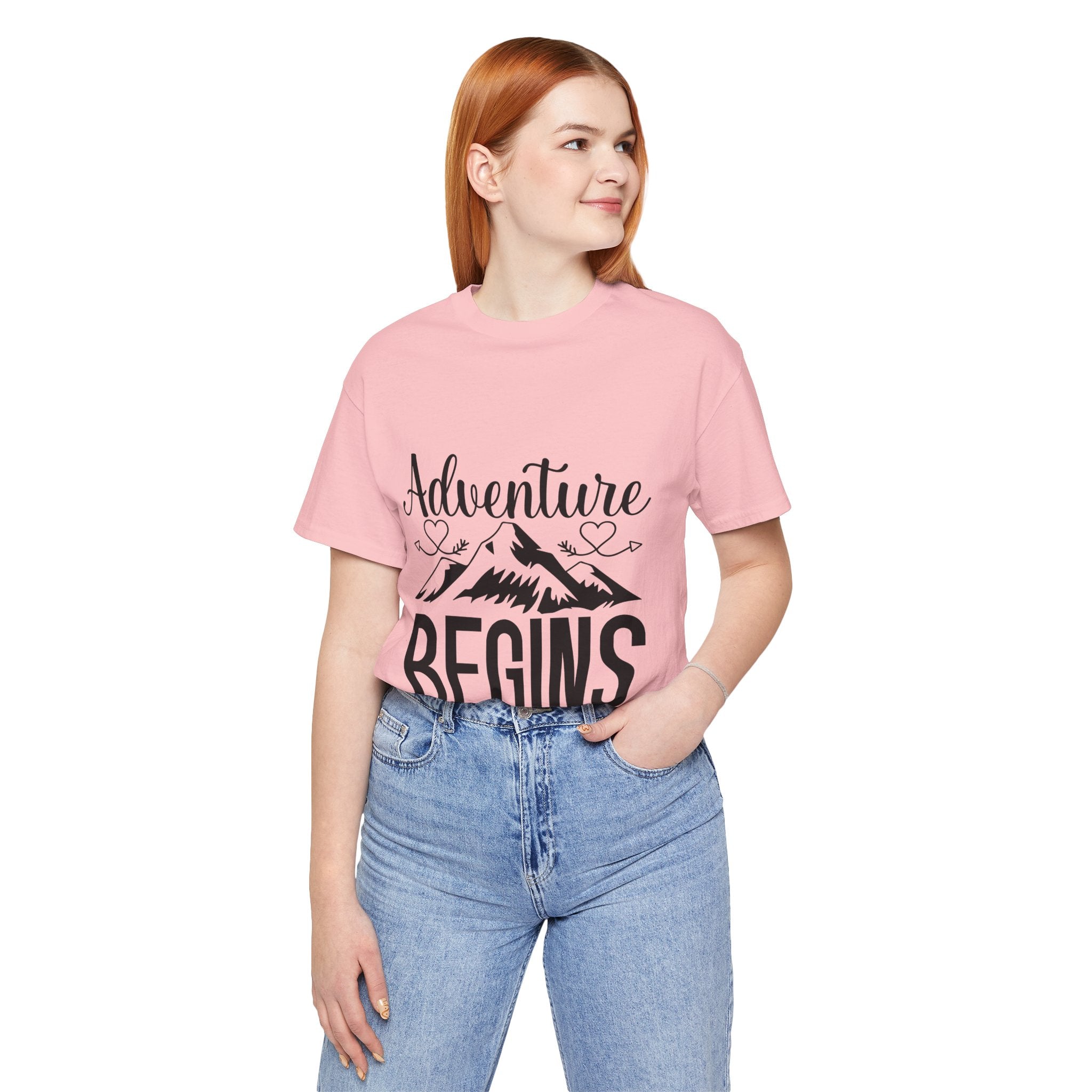 Adventure Begins Tee — Mountain Travel Graphic T-Shirt