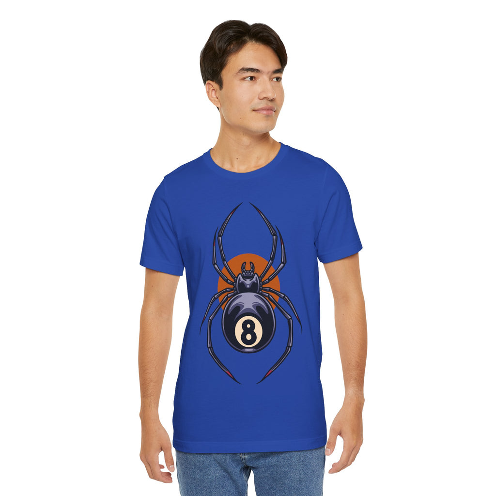 8-Ball Spider Graphic Tee — Pool Player & Halloween Spider T-Shirt