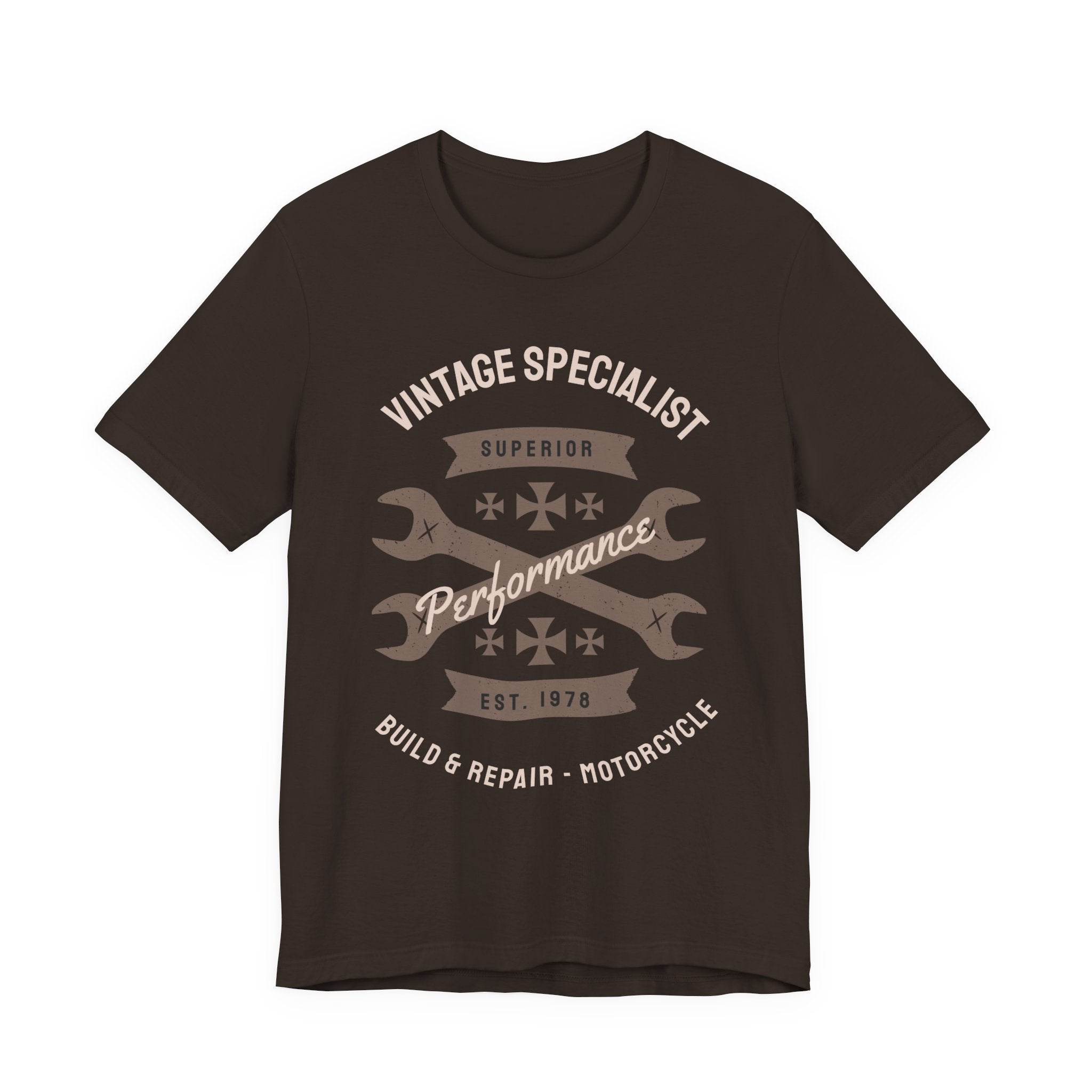 Vintage Motorcycle Mechanic Tee — "Vintage Specialist Performance"
