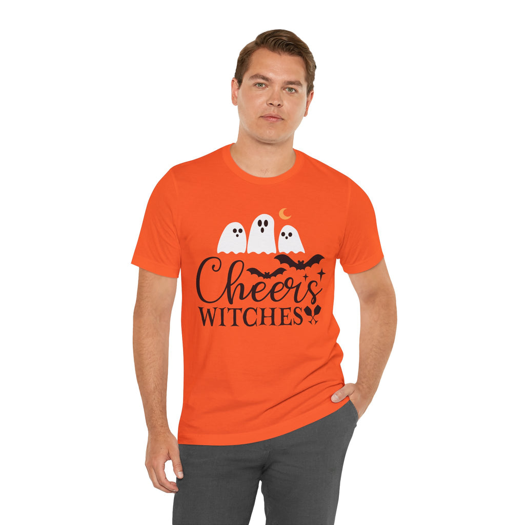 Cheers Witches Halloween Tee — Cute Ghosts, Bats & Party Slogan