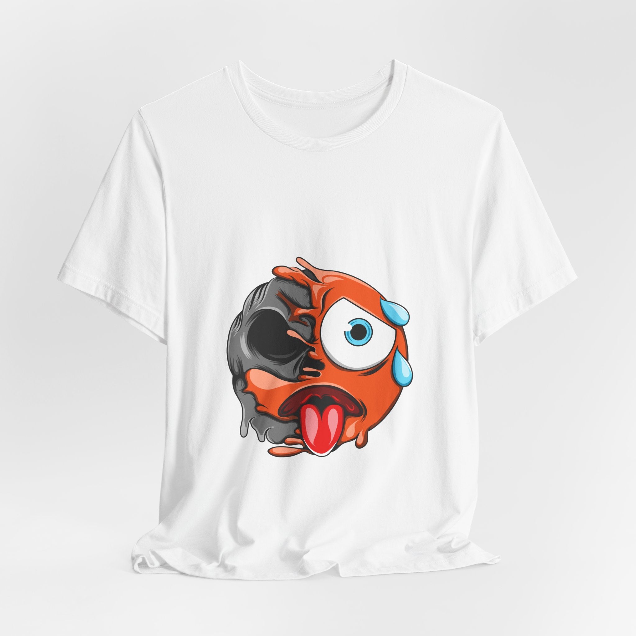Melting Emoji Skull T-Shirt — Funny Dripping Face Graphic Tee