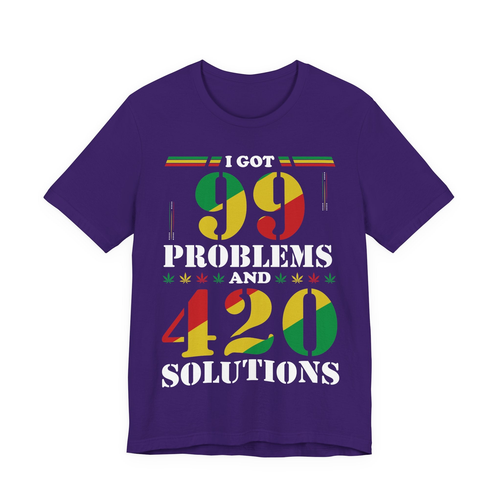 Charcoal 'I Got 99 Problems and 420 Solutions' Tee — Reggae Colors, Lightweight Cotton