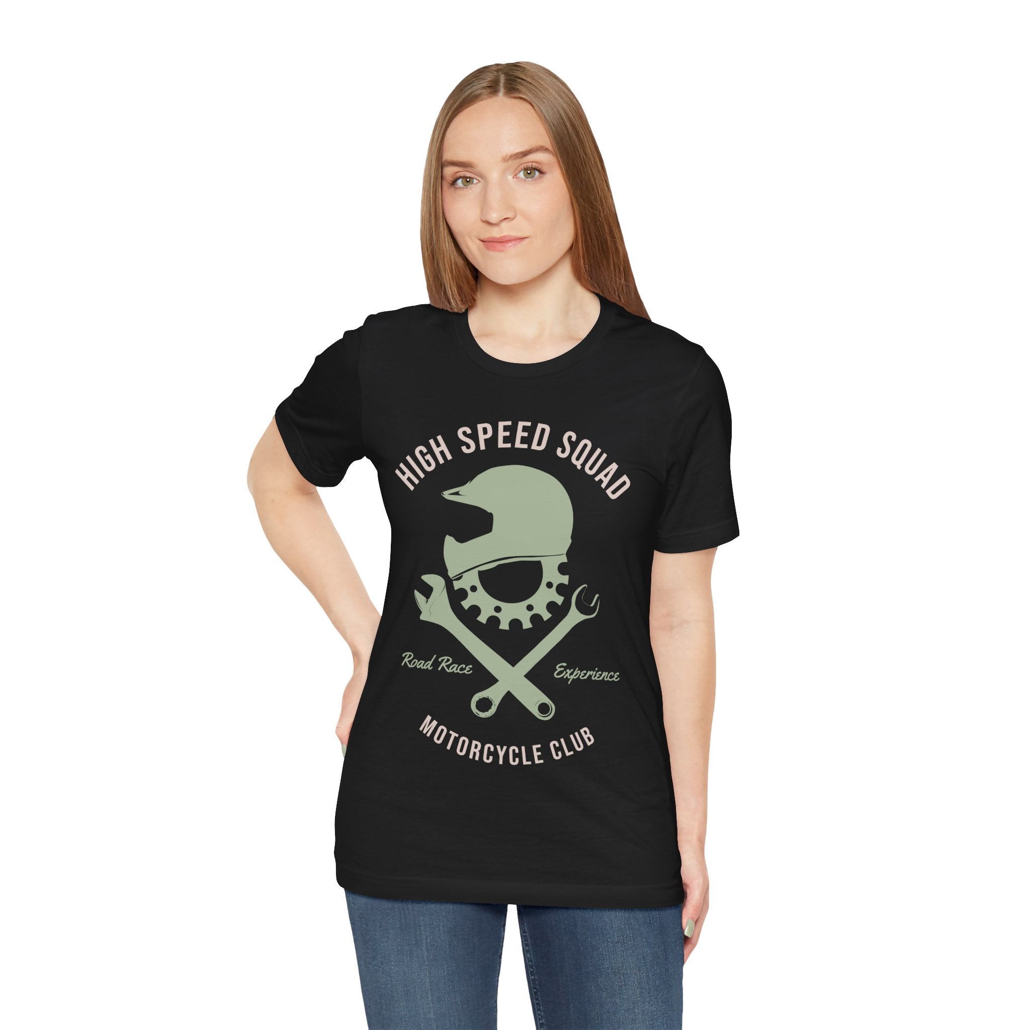 Motorcycle Club T‑Shirt — "High Speed Squad" Helmet & Wrench Vintage Racing Tee