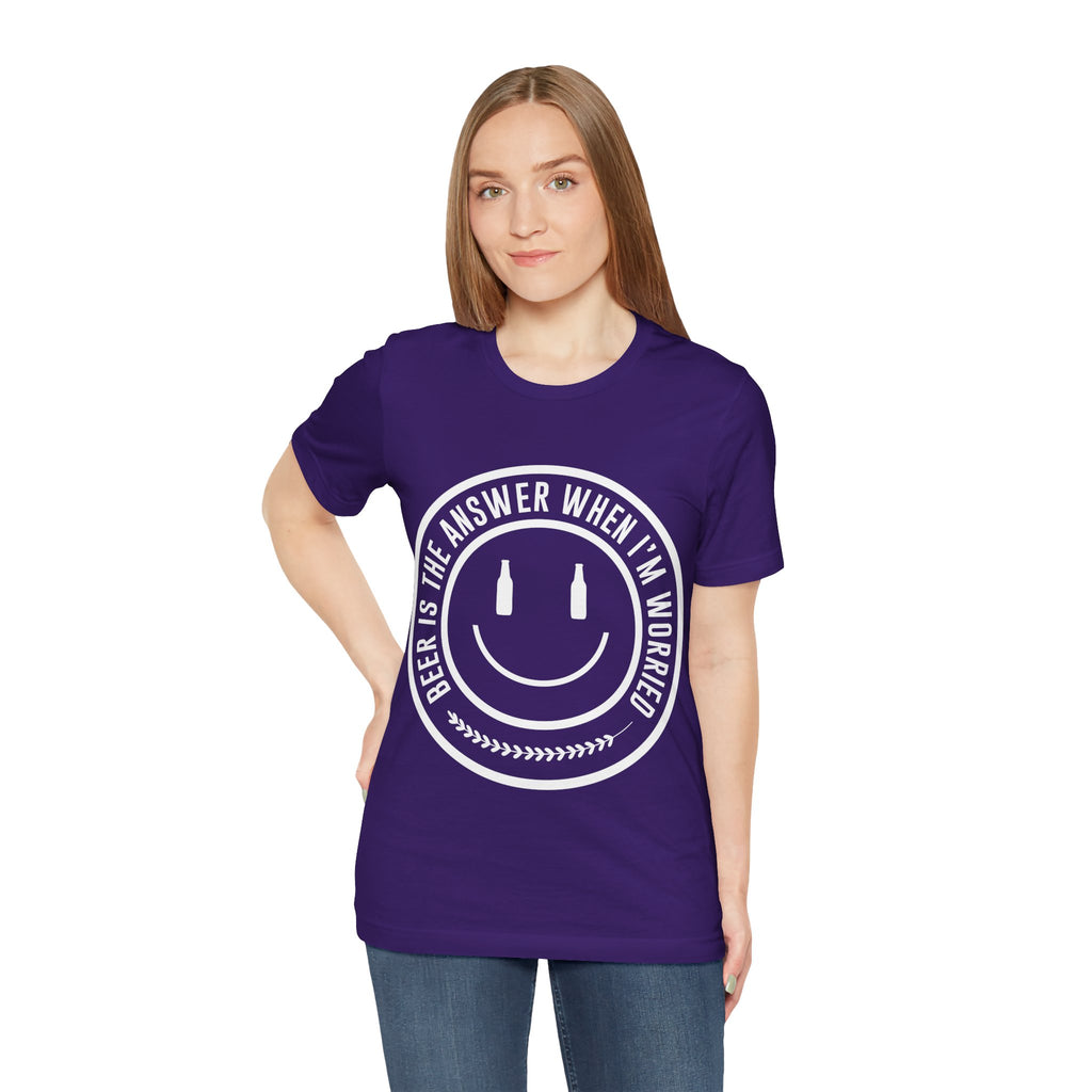 Beer Is The Answer T-Shirt — Funny Smiley Beer Graphic Tee