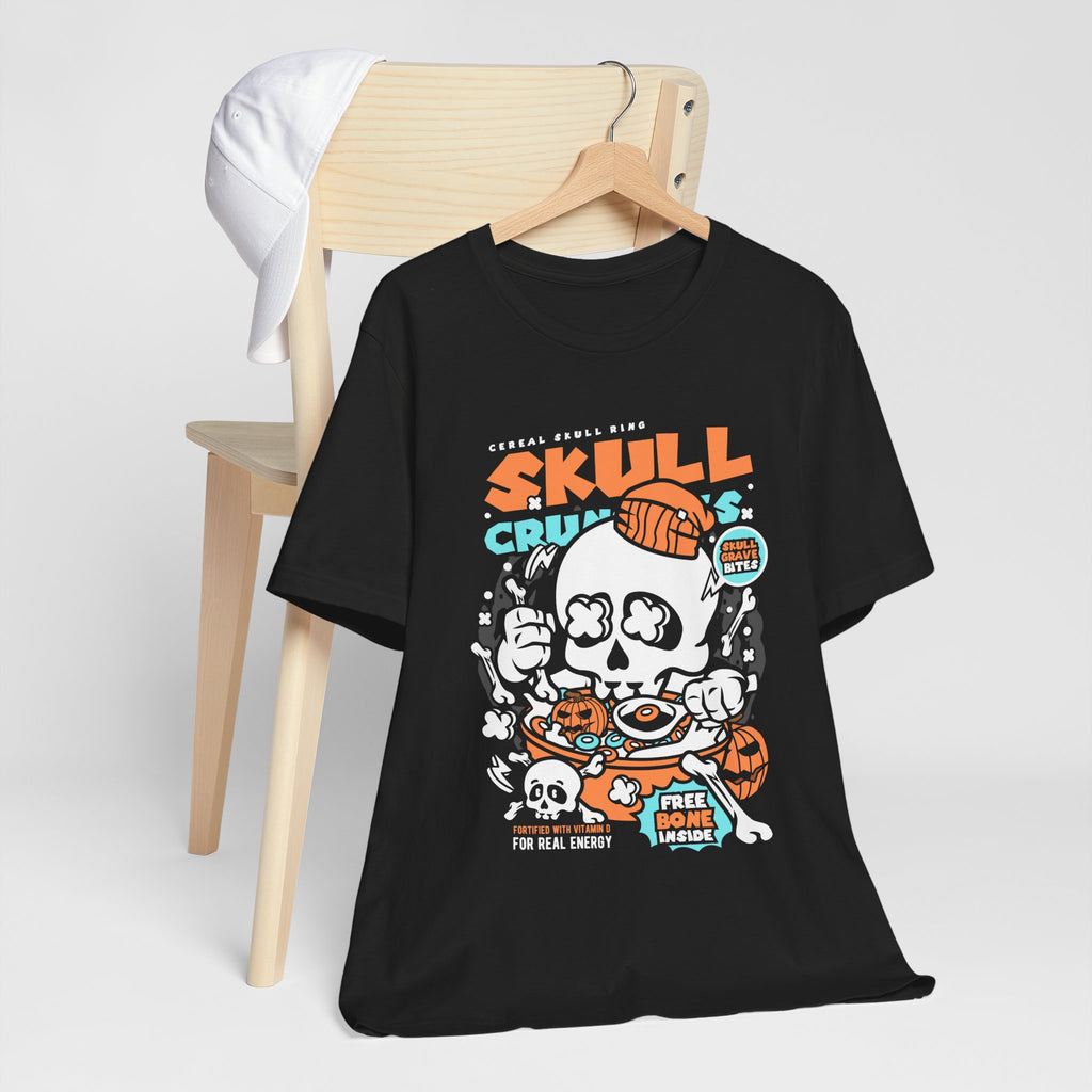 Skull Crunch Cereal Graphic Tee — Halloween Skull Breakfast T-Shirt