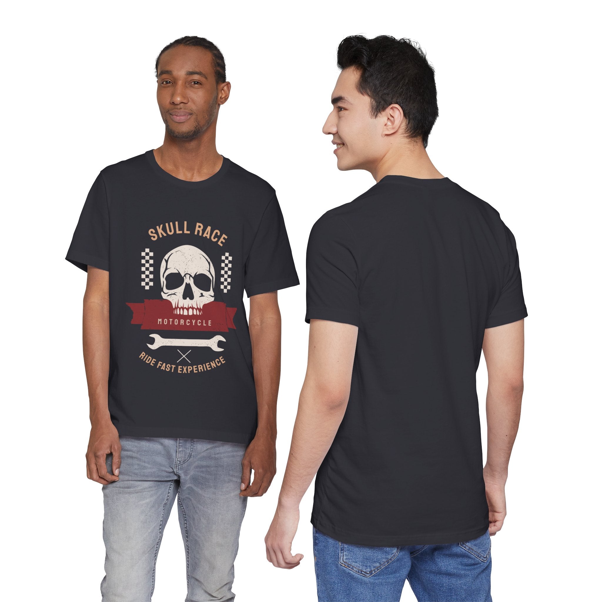 Skull Race Motorcycle Tee — Ride Fast Experience Graphic Shirt