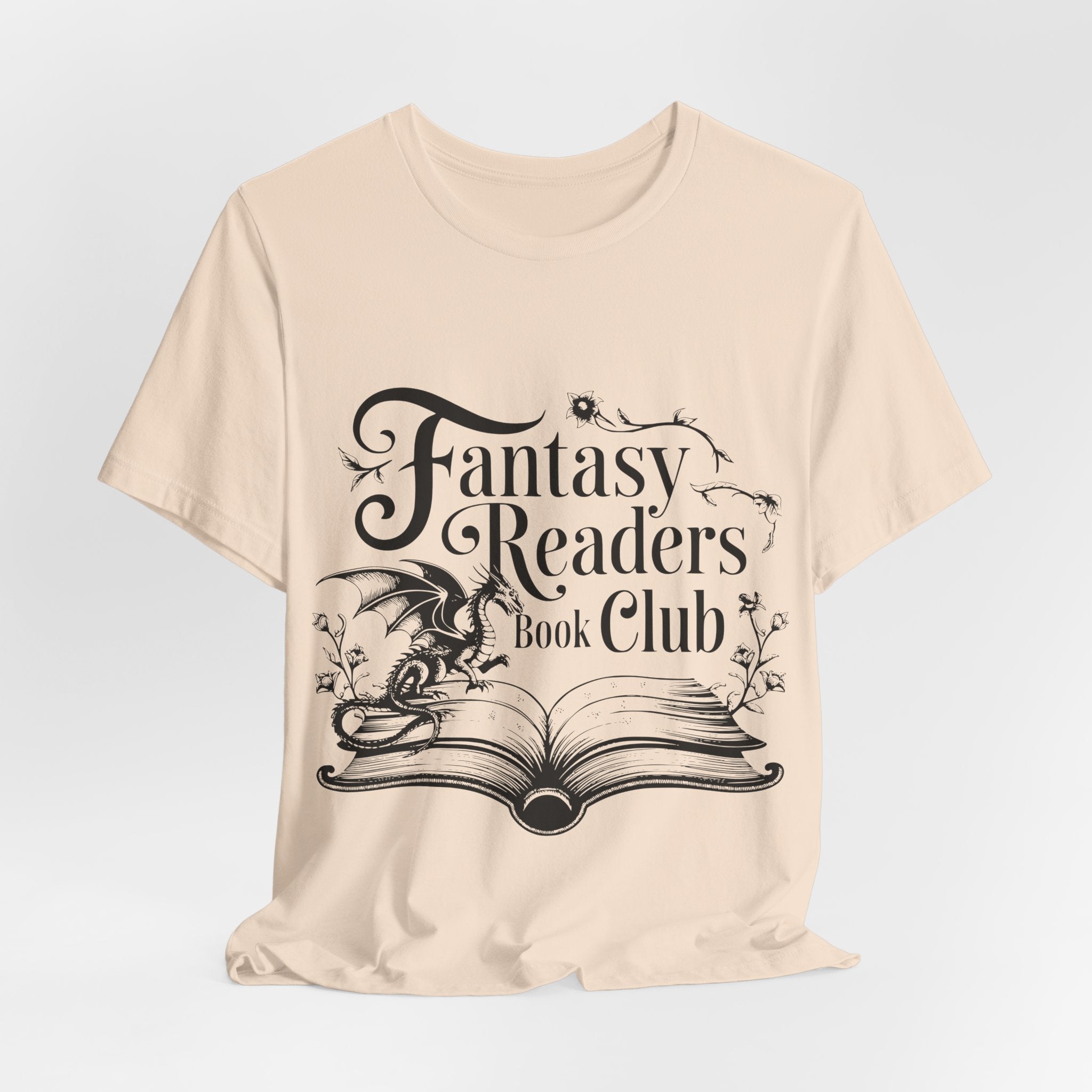 Fantasy Readers Book Club Tee — Dragon & Open Book Graphic Shirt