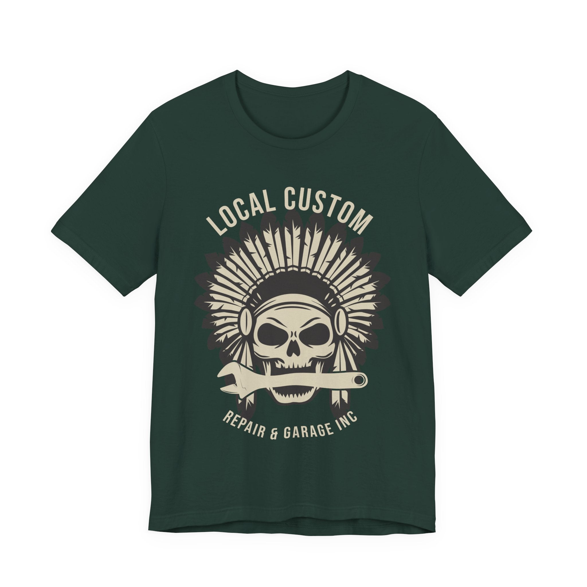 Skull Headdress Garage Tee — "Local Custom Repair & Garage Inc."