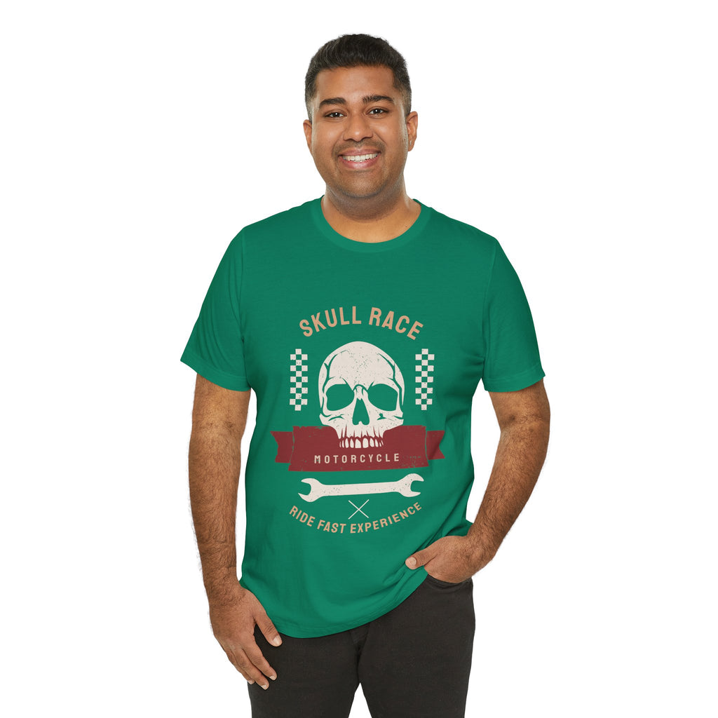 Skull Race Motorcycle Tee — Ride Fast Experience Graphic Shirt