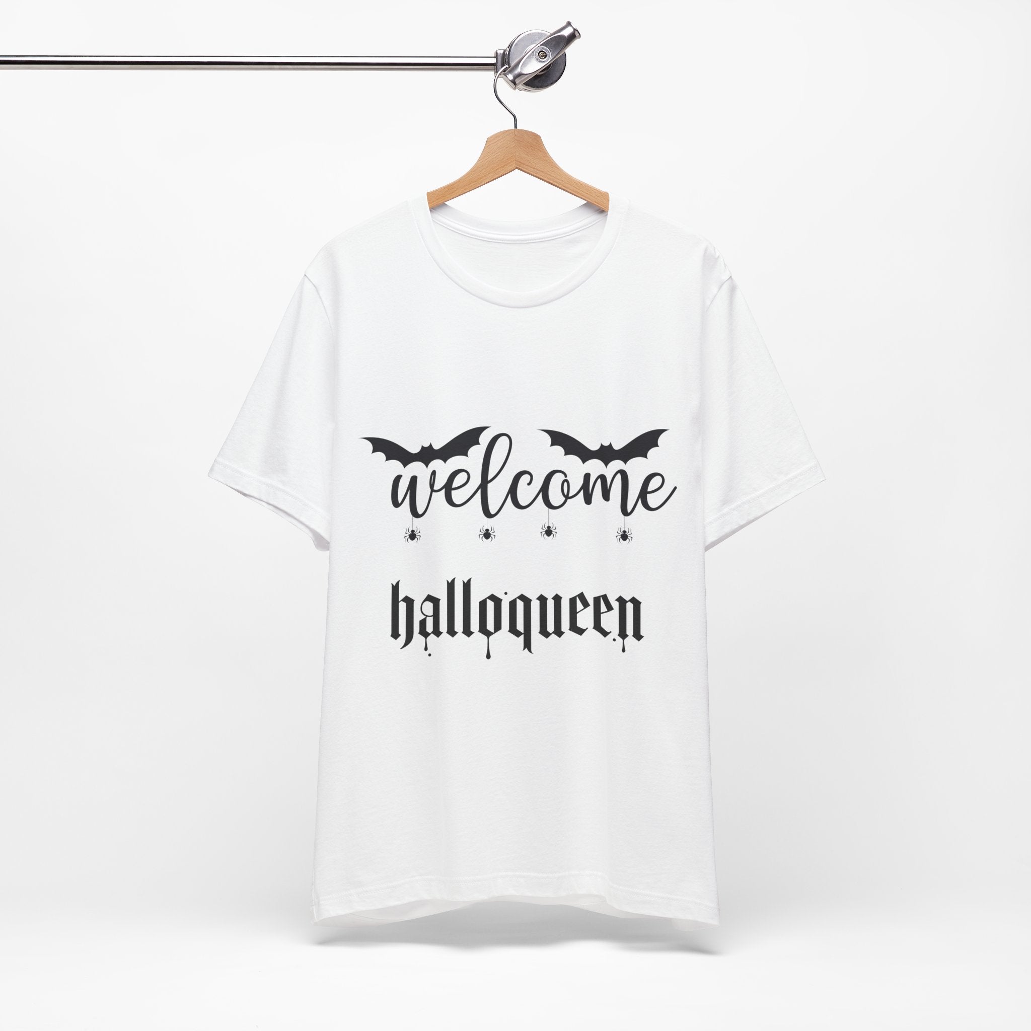 Welcome HalloQueen T‑Shirt — Halloween Bat Graphic Tee