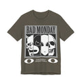 Bad Monday Skull Tee — Gothic Graphic T-Shirt with 'Good Product for Good People' Slogan