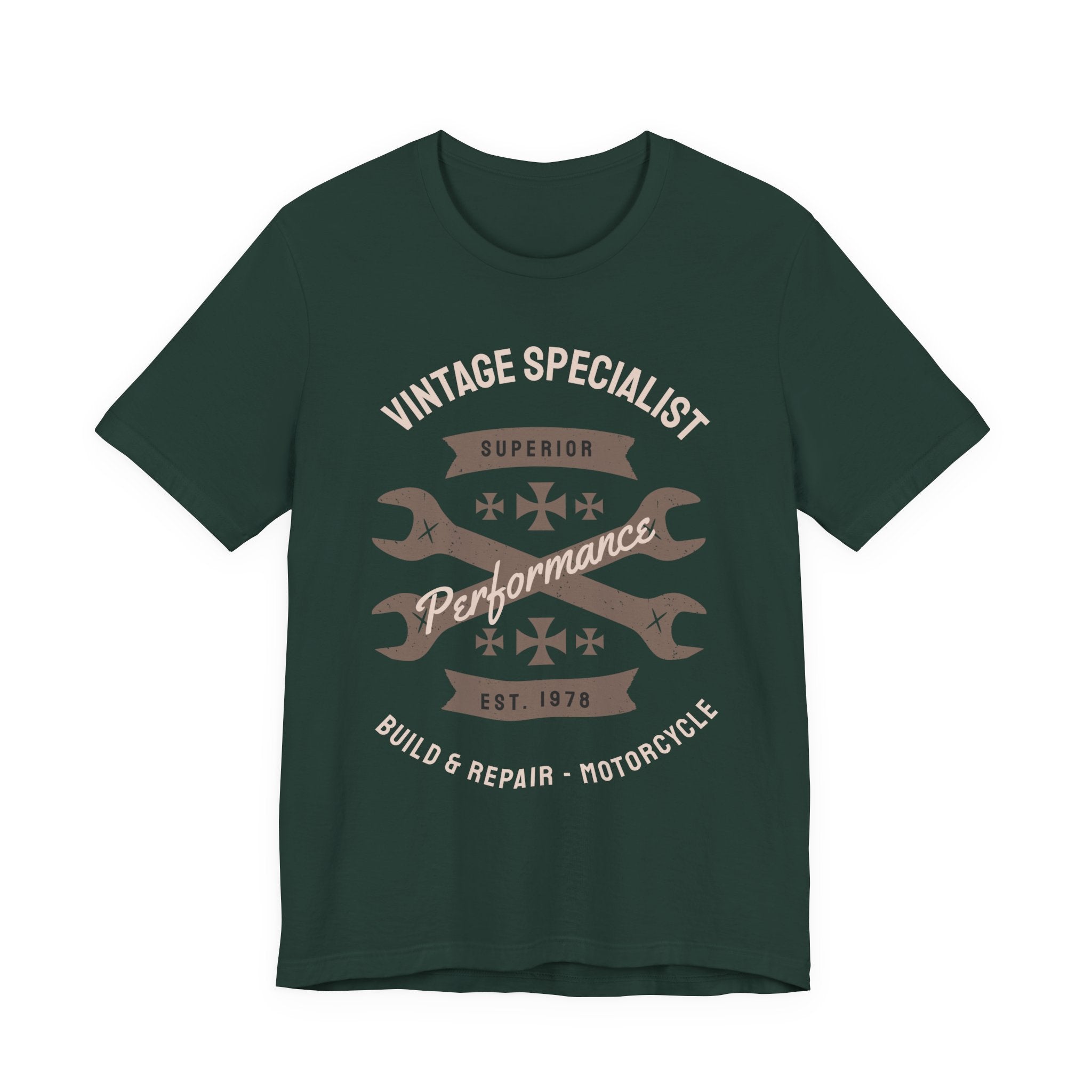 Vintage Motorcycle Mechanic Tee — "Vintage Specialist Performance"