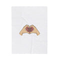 Made With Love Heart Hands Velveteen Plush Blanket — Cozy Gift Throw for Valentine’s Day & Everyday