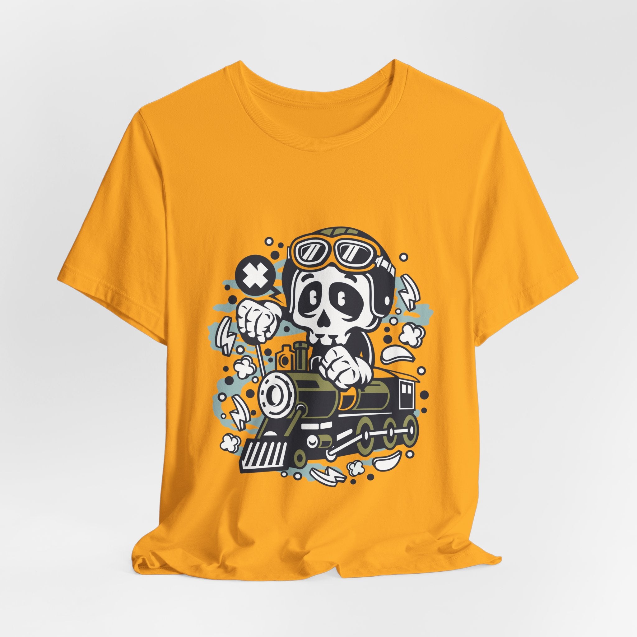Skull Engineer Train T-Shirt — Cute Skeleton Train Driver Graphic Tee