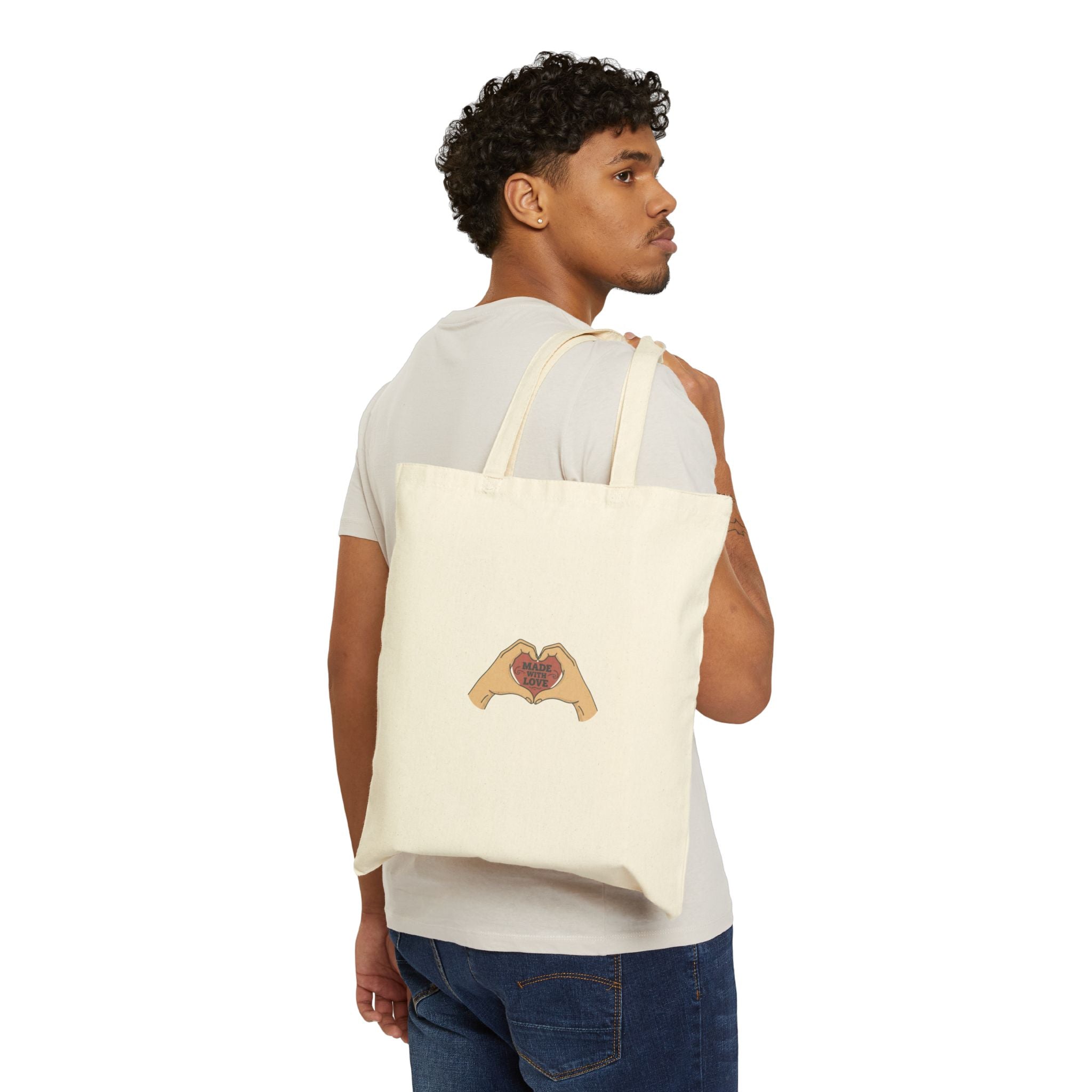 Canvas Tote Bag — Heart Hands Design Eco-Friendly Shopper