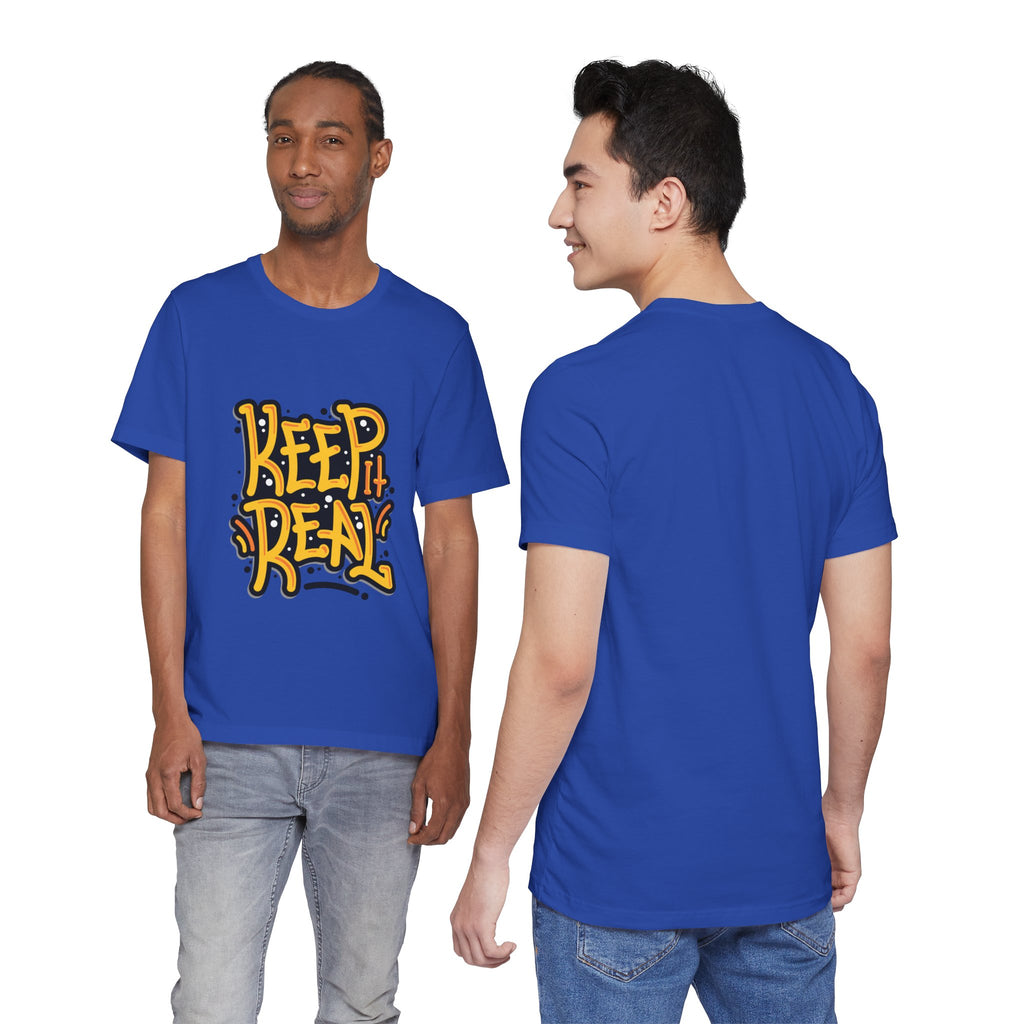 Keep It Real T-Shirt — Retro Yellow Hand-Lettered Graphic Tee