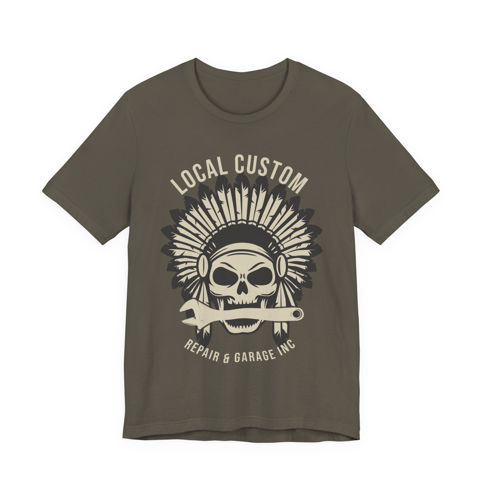 Skull Headdress Garage Tee — "Local Custom Repair & Garage Inc."
