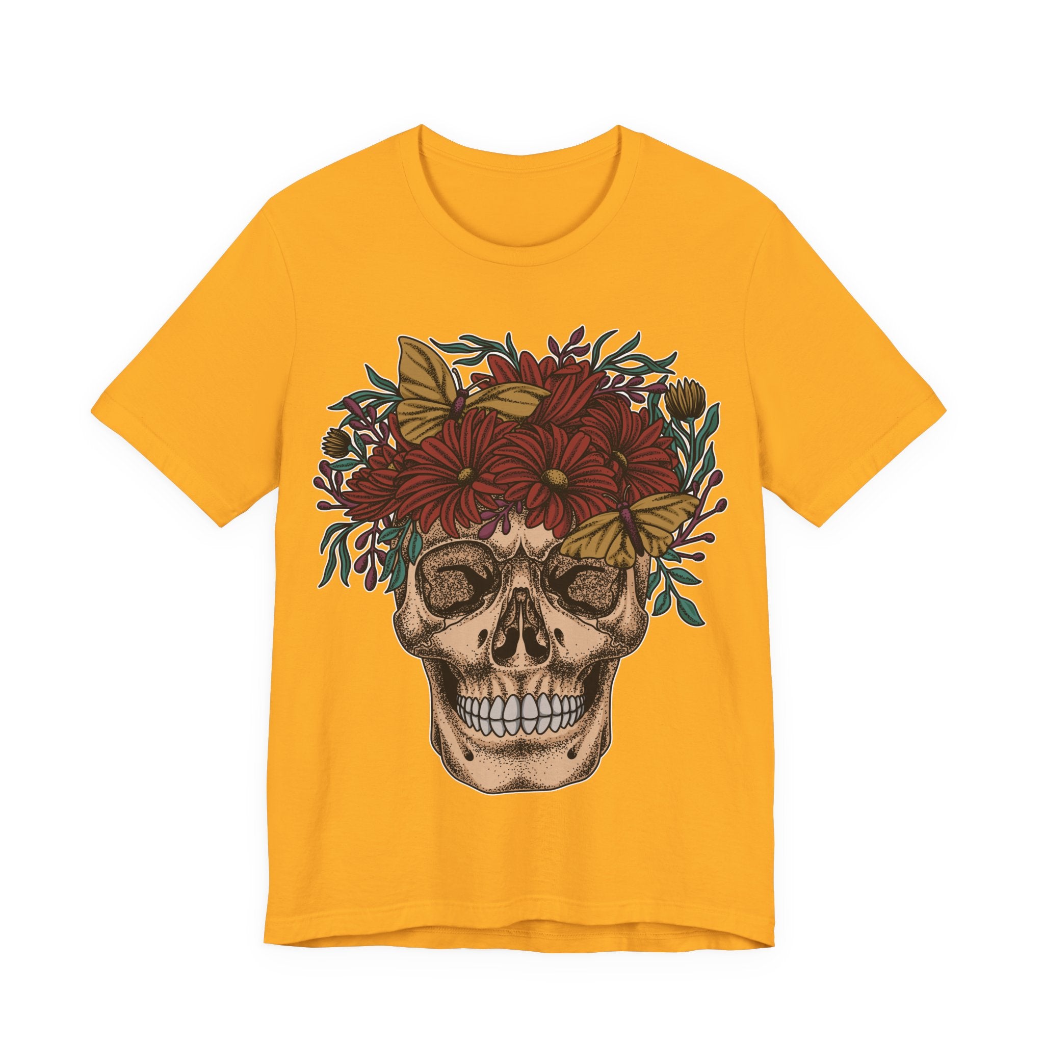 Skull with Red Floral Crown Tee
