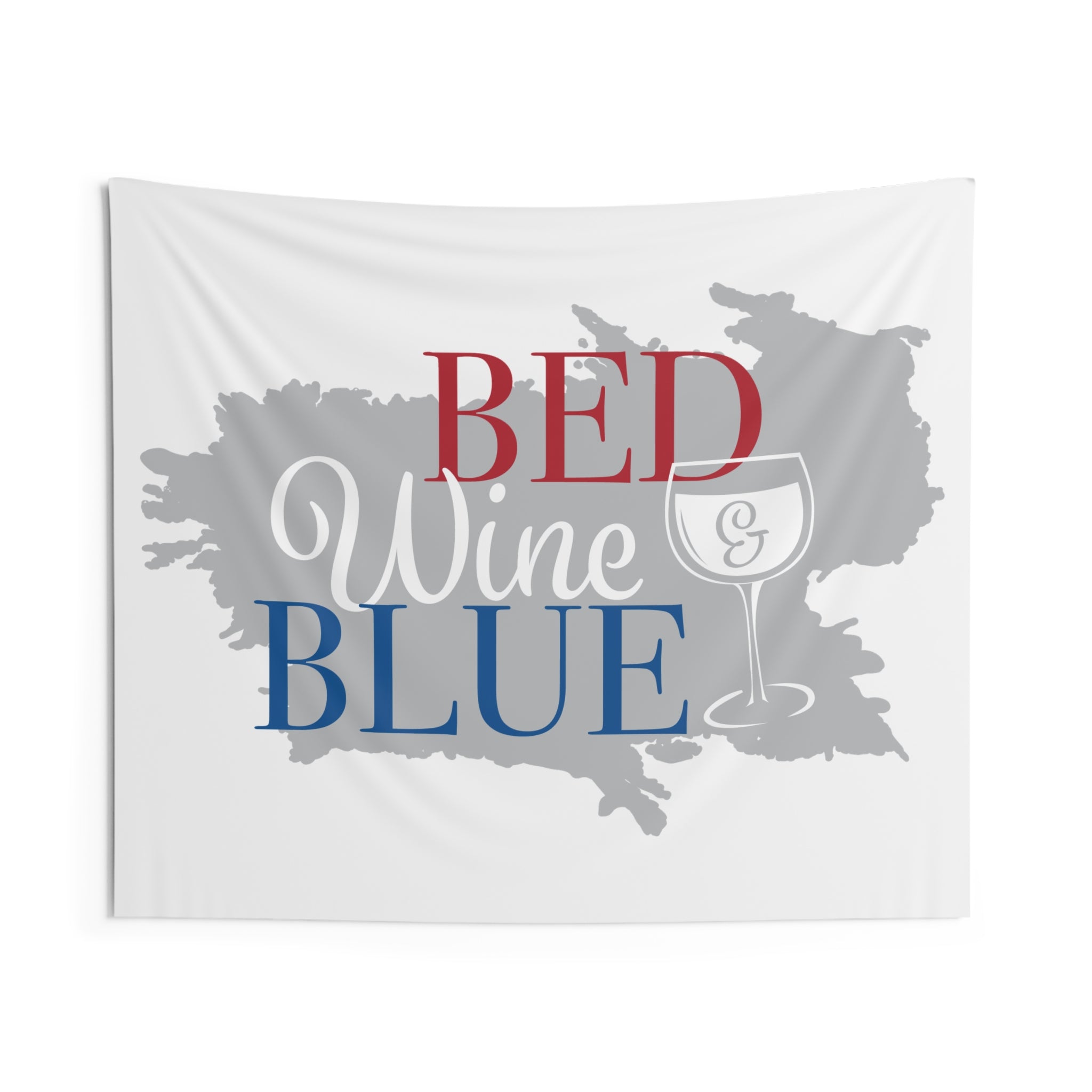 Bed Wine & Blue Tapestry — Patriotic Wine Lover Wall Decor