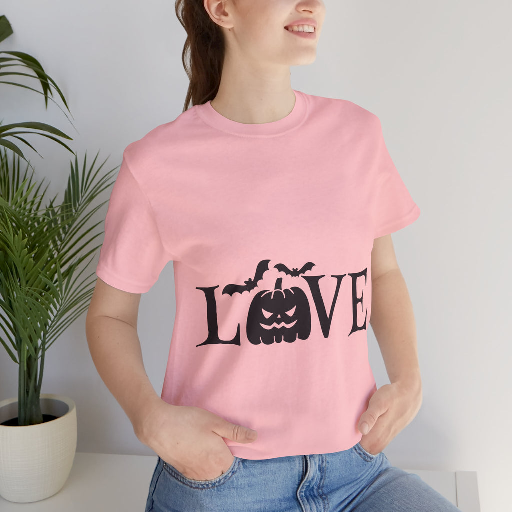 Halloween Love T-Shirt - Jack-o'-Lantern & Bats Graphic Tee