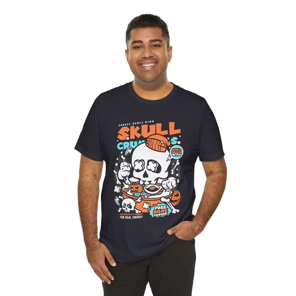 Skull Crunch Cereal Graphic Tee — Halloween Skull Breakfast T-Shirt