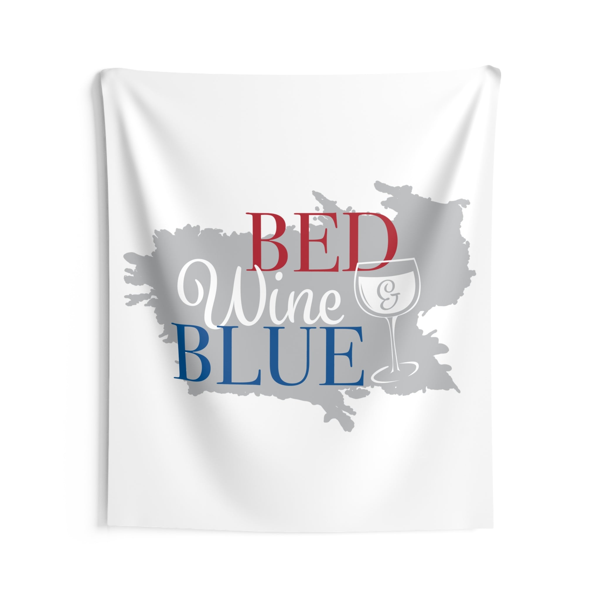 Bed Wine & Blue Tapestry — Patriotic Wine Lover Wall Decor