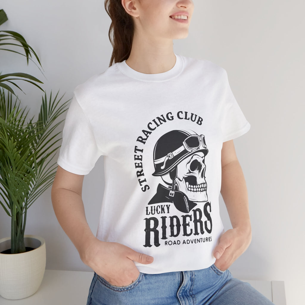 Riders Skull Tee — "Lucky Riders" Street Racing Club Motorcycle T‑Shirt