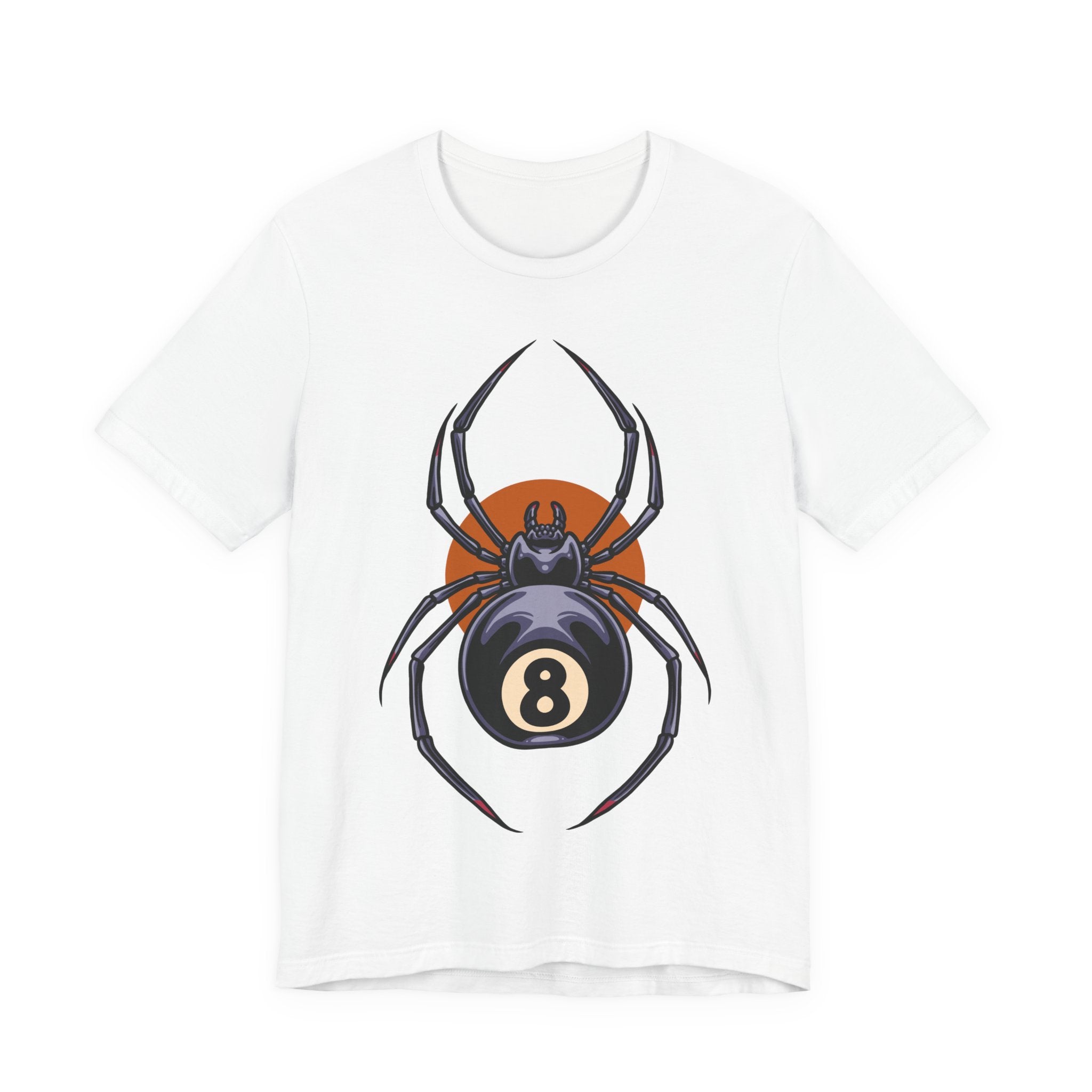 8-Ball Spider Graphic Tee — Pool Player & Halloween Spider T-Shirt