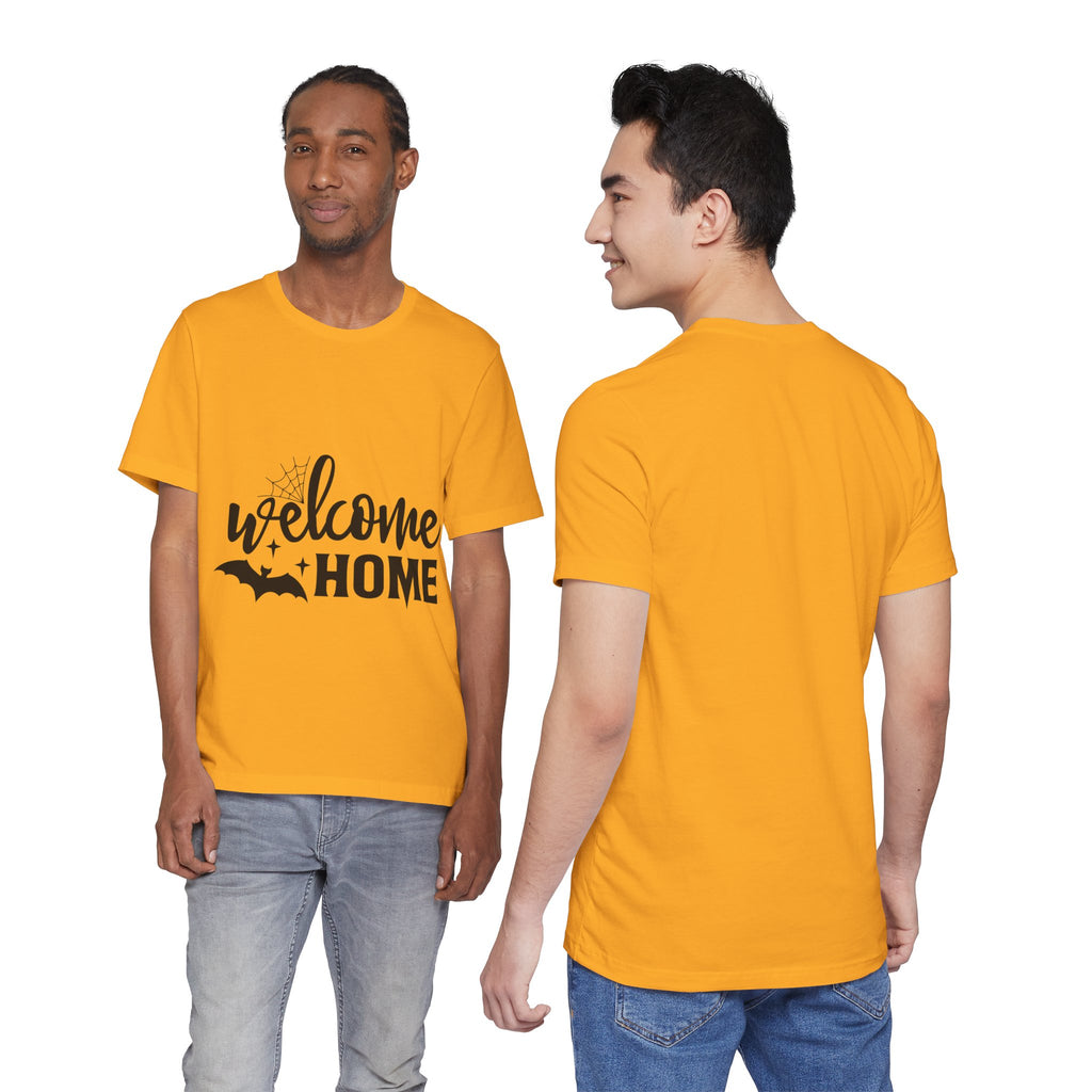 Welcome Home Halloween T-Shirt — Bat & Spiderweb Spooky Tee